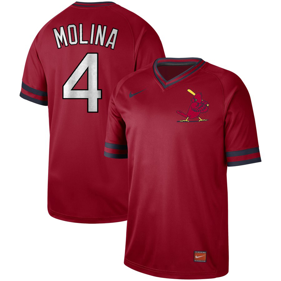 Men's St. Louis Cardinals #4 Yadier Molina Red Cooperstown Collection Legend Stitched MLB Jersey